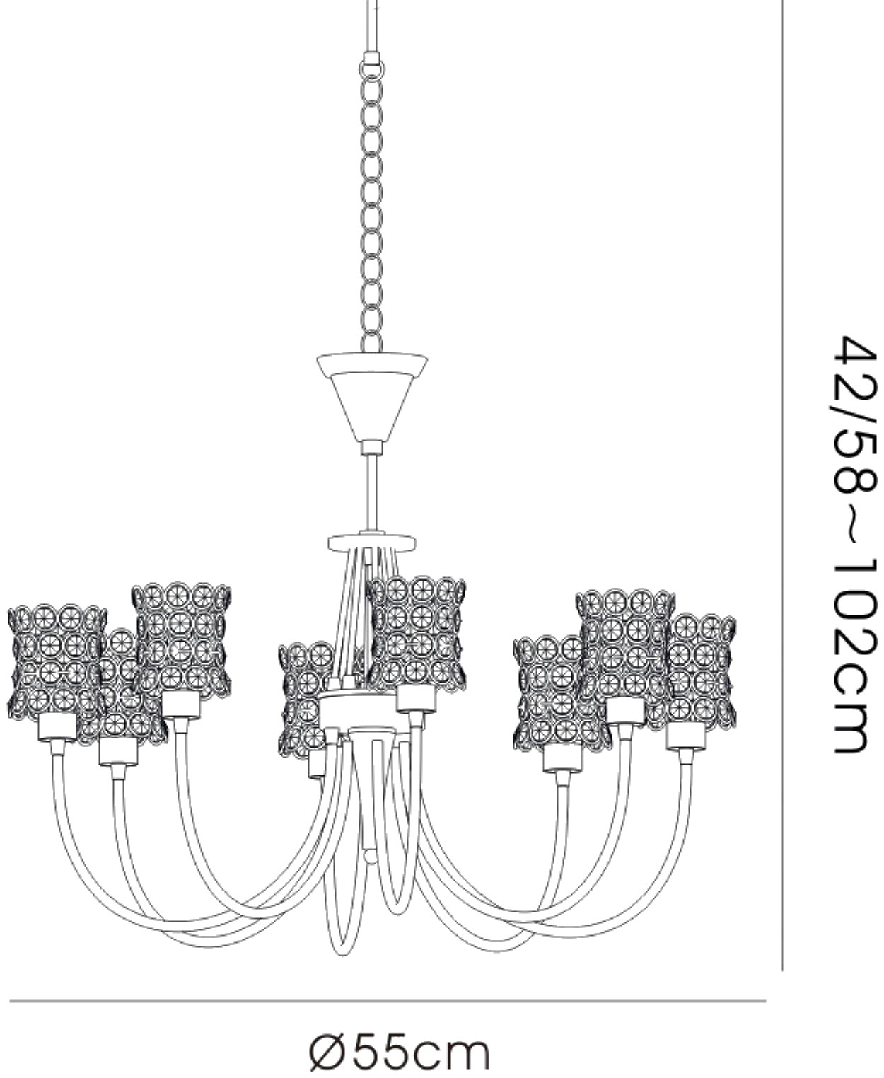Nelson Crystal Ceiling Lights Diyas Multi Arm Crystal Fittings